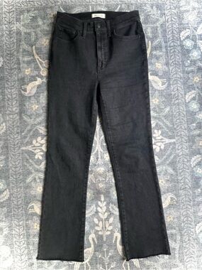 Madewell Cali Demi-Boot Black Jeans 28T Raw Hem